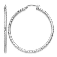 Sterling Silver Rhodium-plated 2.5mm Diamond-cut Hoop Earrings