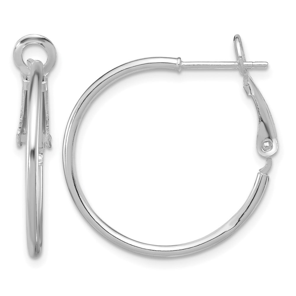 Sterling Silver Rhodium-plated 1.5mm Omega Back Round Hoop Earrings