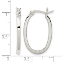 Sterling Silver 2.00mm Square Tube Oval Hoop Earrings
