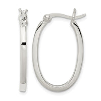 Sterling Silver 2.00mm Square Tube Oval Hoop Earrings