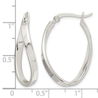 Sterling Silver Polished & Twisted Oval Hoop Earrings