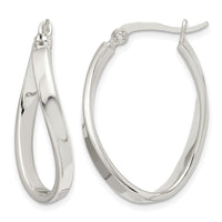 Sterling Silver Polished & Twisted Oval Hoop Earrings