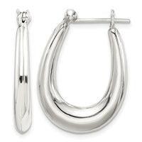Sterling Silver Polished & Tapered Oval Hoop Earrings