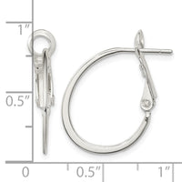 Sterling Silver Rhodium-plated 1.5mm Oval Omega Back Hoop Earrings