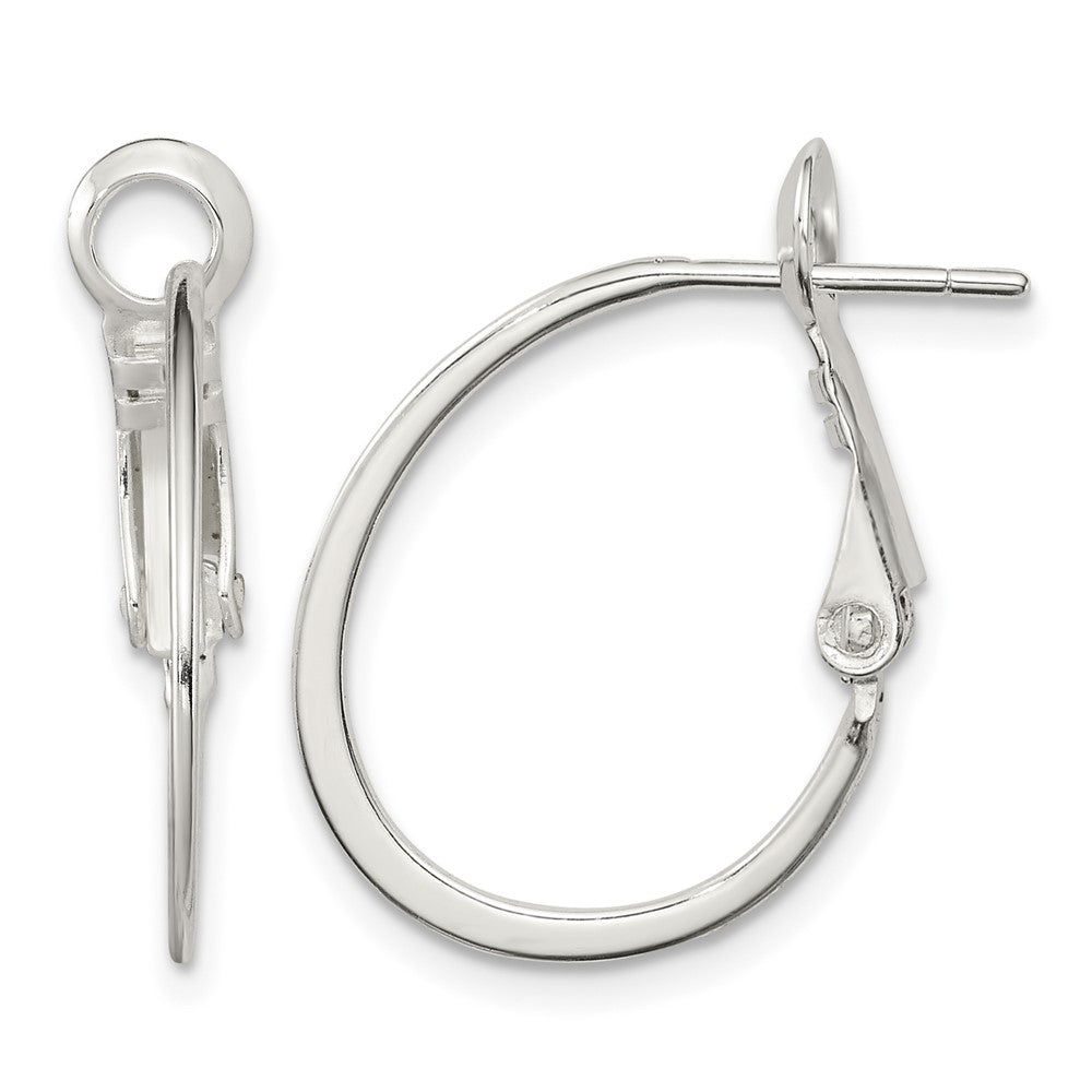 Sterling Silver Rhodium-plated 1.5mm Oval Omega Back Hoop Earrings