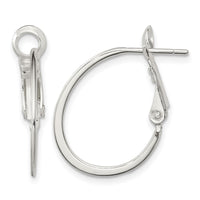 Sterling Silver Rhodium-plated 1.5mm Oval Omega Back Hoop Earrings