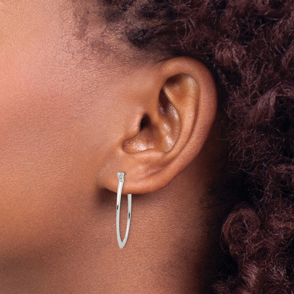Sterling Silver Polished & Tapered Oval Hoop Earrings