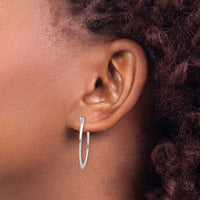 Sterling Silver Polished & Tapered Oval Hoop Earrings