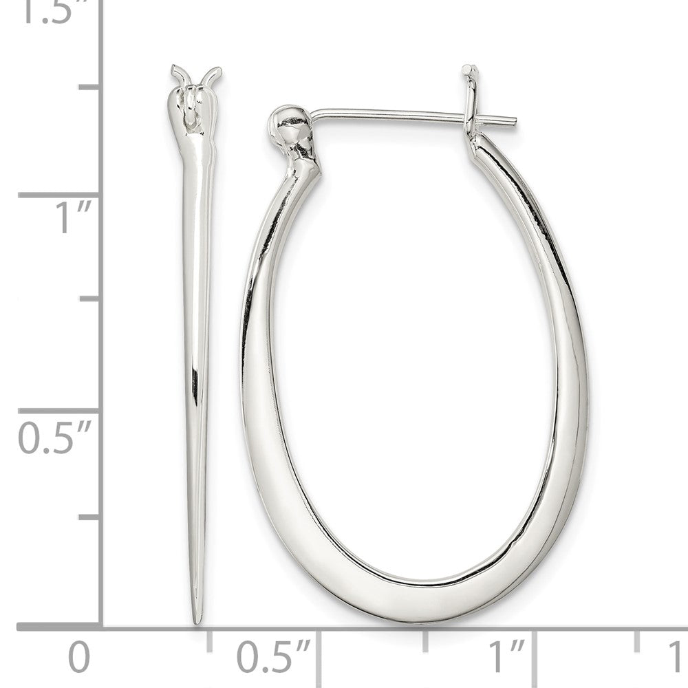 Sterling Silver Polished & Tapered Oval Hoop Earrings