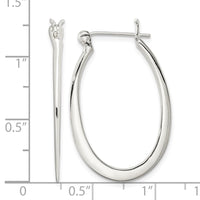 Sterling Silver Polished & Tapered Oval Hoop Earrings