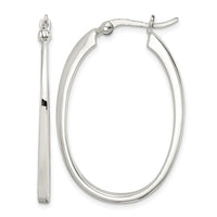 Sterling Silver Tapered 3mm Oval Hoop Earrings