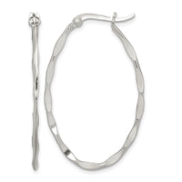 Sterling Silver Polished & Twisted 1.5mm Oval Hoop Earrings