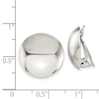 Sterling Silver Polished Non-Pierced 18mm Circle Button Earrings