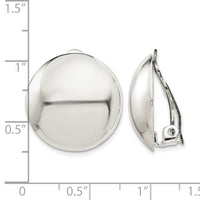 Sterling Silver Polished Non-Pierced 23mm Circle Button Earrings