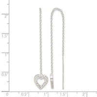 Sterling Silver Polished & Hammered Heart Threader Earrings