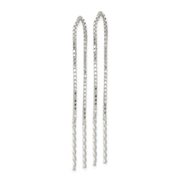 Sterling Silver Polished Twisted Spiral Bar Threader Earrings