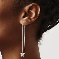 Sterling Silver Polished Star Threader Earrings