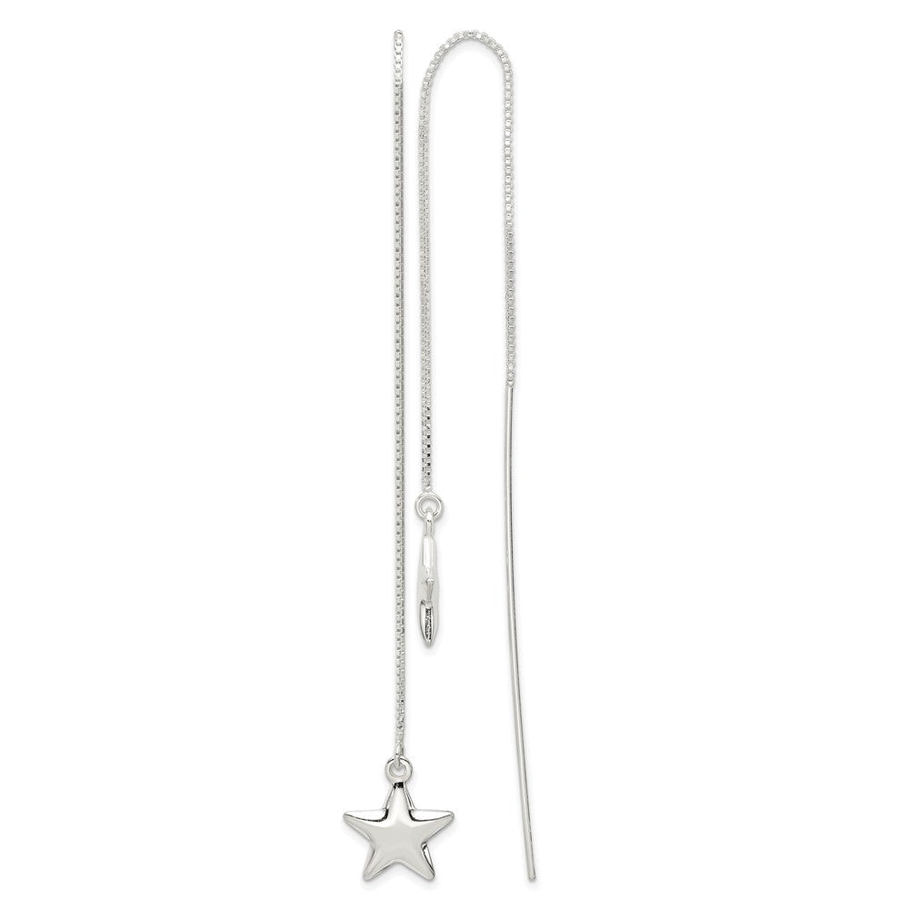 Sterling Silver Polished Star Threader Earrings