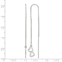 Sterling Silver Polished Double Heart Threader Earrings