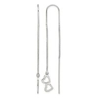 Sterling Silver Polished Double Heart Threader Earrings