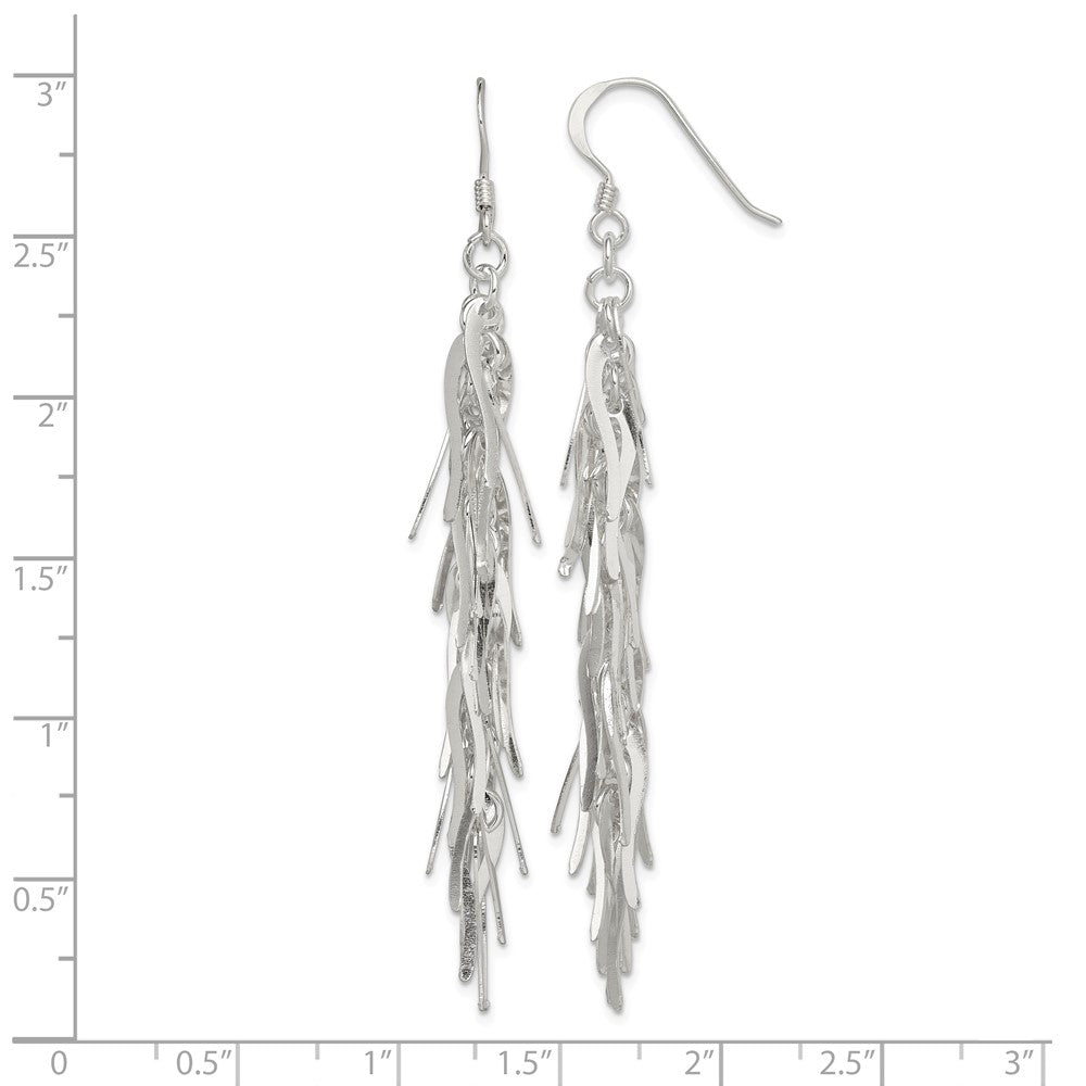 Sterling Silver Polished Fancy Drop Squiggle Dangle Earrings