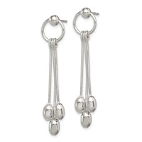 Sterling Silver Polished Multi-strand Oval Beaded Post Dangle Earrings