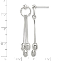 Sterling Silver Polished Multi-strand Oval Beaded Post Dangle Earrings