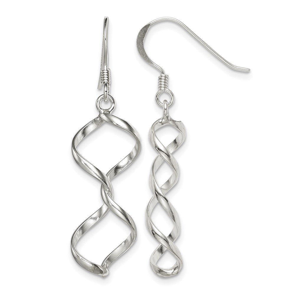 Sterling Silver Polished Fancy Twisted Dangle Earrings
