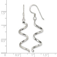 Sterling Silver Polished Fancy Twisted Spiral Dangle Earrings