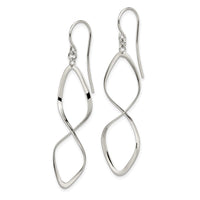 Sterling Silver Rhodium-plated Polished Twisted Dangle Earrings