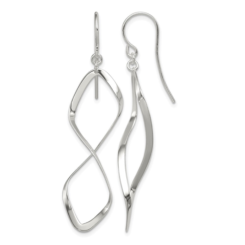 Sterling Silver Rhodium-plated Polished Twisted Dangle Earrings