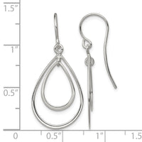 Sterling Silver Polished Double Teardrop Dangle Earrings
