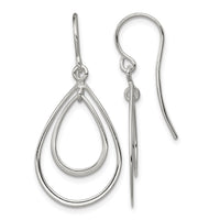 Sterling Silver Polished Double Teardrop Dangle Earrings