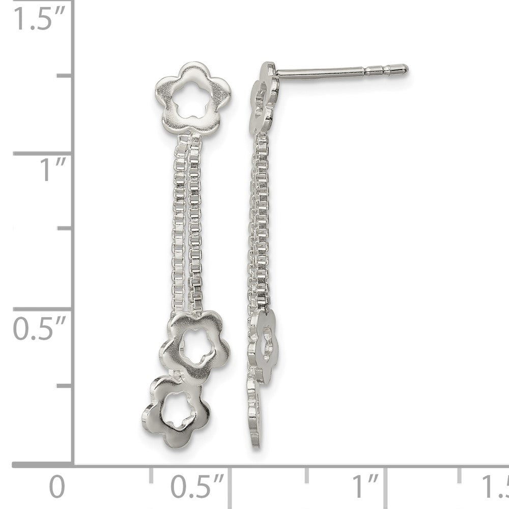 Sterling Silver Flower Dangle Earrings