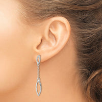Sterling Silver Polished Marquise Shapes & Chain Post Dangle Earrings