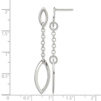 Sterling Silver Polished Marquise Shapes & Chain Post Dangle Earrings