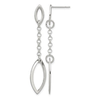 Sterling Silver Polished Marquise Shapes & Chain Post Dangle Earrings