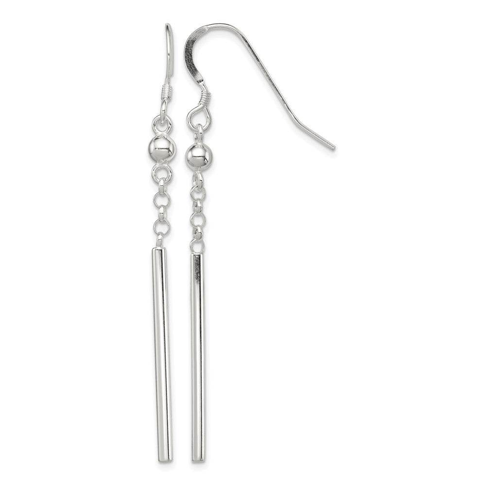 Sterling Silver Polished Fancy Bar Dangle Earrings
