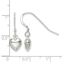 Sterling Silver Heart Dangle Earrings