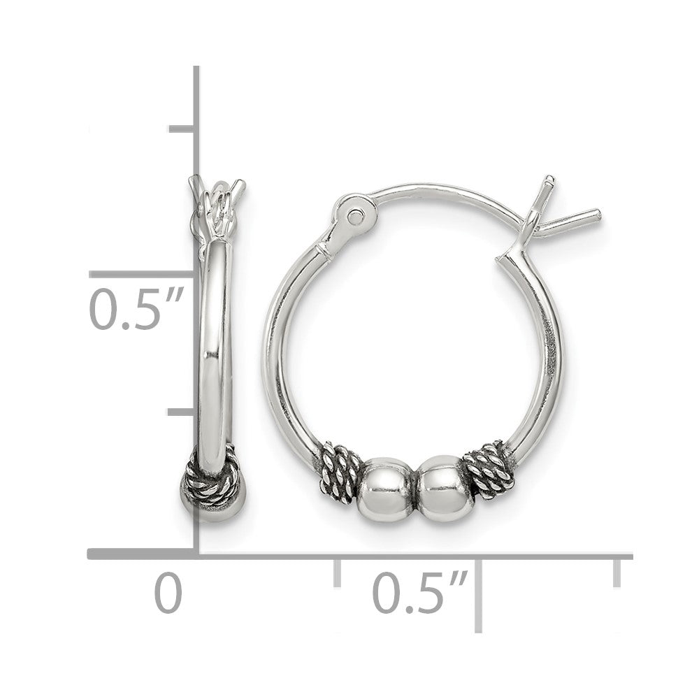 Sterling Silver Antique Fancy Hoop Earrings