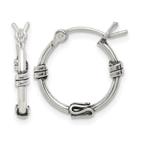Sterling Silver Antiqued Fancy Hoop Earrings