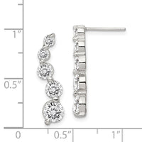 Sterling Silver Rhodium-plated Polished CZ Journey Post Earrings