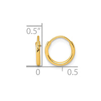 Sterling Silver Gold-tone 1.3mm Polished Endless Hoop Earrings