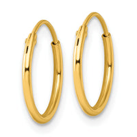 Sterling Silver Gold-tone 1.3mm Polished Endless Hoop Earrings
