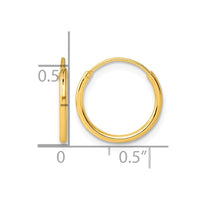 Sterling Silver Gold-tone 1.3mm Polished Endless Hoop Earrings