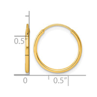 Sterling Silver Gold-tone 1.3mm Polished Endless Hoop Earrings