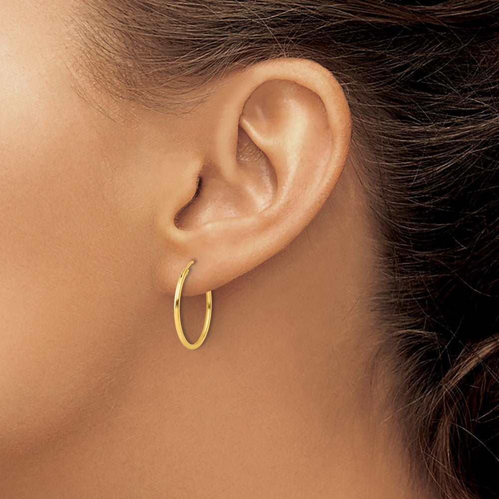 Sterling Silver Gold-tone 1.3mm Polished Endless Hoop Earrings