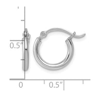 Sterling Silver Rhodium-plated 2mm Round Hoop Earrings