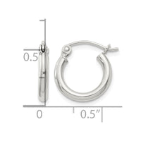 Sterling Silver 2mm Round Hoop Earrings