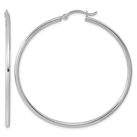 Sterling Silver Rhodium-plated 2mm Round Hoop Earrings